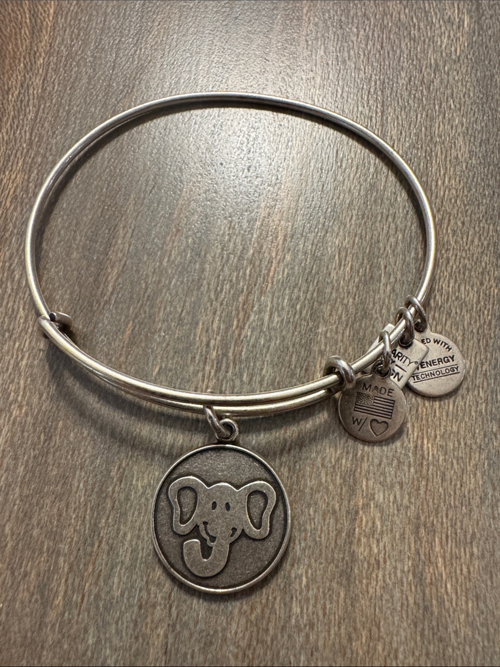 Alex and Ani Silver Elephant Charm Expandable Bracelet